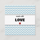 Modern Stripe Chevron Pattern "MADE with LOVE" Vierkante Visitekaartje (Voorkant)