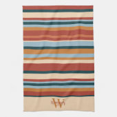 Modern Stripe Custom Monogram Initiaal Naam Theedoek (Verticaal)