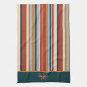 Modern Stripe Custom Monogram Initiaal Naam Theedoek (Verticaal)
