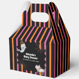 Modern Stripe Little Boo Ghost Cat Baby shower Bedankdoosjes