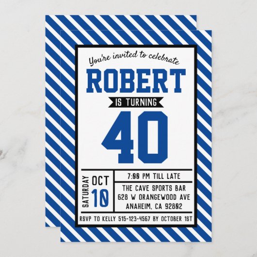 Modern Stripe Man 40e verjaardag Kaart (Voorkant / Achterkant)