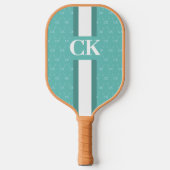 Modern Stripe Monogram met Ontwerppatroon Blauw Pickleball Paddle (Voorkant)