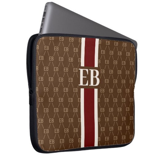 Modern Stripe Monogram met Ontwerppatroon Laptop Sleeve (Voorkant Rechts)