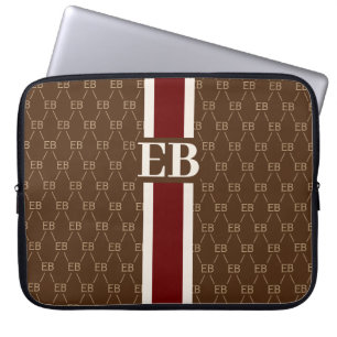Modern Stripe Monogram met Ontwerppatroon Laptop Sleeve