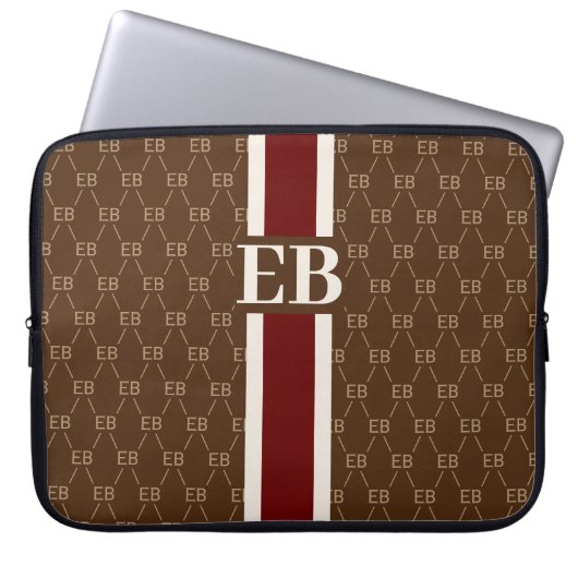 Modern Stripe Monogram met Ontwerppatroon Laptop Sleeve (Voorkant)