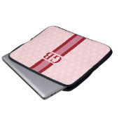 Modern Stripe Monogram met Ontwerppatroon Roze Laptop Sleeve (Voorkant onderkant)
