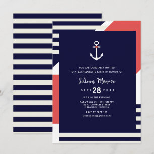 Modern Stripe Nautisch Anker Bachelorette Party Kaart