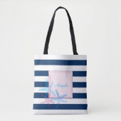 Modern Striped, Hawaii Hibiscus - Personalized Draagtas (Voorkant)