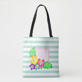 Modern Striped, Hawaii Hibiscus - Personalized Draagtas (Voorkant)