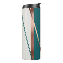 Modern Striped Teal and Copper Thermal Tumbler Thermosbeker