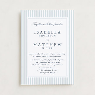 Modern Striped Wedding Invitation Geometric Frame Kaart