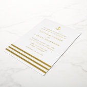Modern Stripes Anchor Nautical Wedding Folie Uitnodiging (Gedraaid)