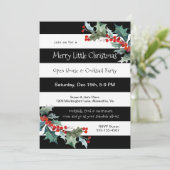 Modern Stripes and Holly Holiday Party Invitation Kaart (Staand voorkant)