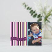 Modern Stripes Baby Dank u Foto Briefkaart (Staand voorkant)