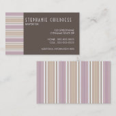 Modern Stripes Babyzittend Visitekaartje in Plum (Voorkant / Achterkant)