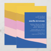 Modern Stripes Blue Yellow Vrijgezellenfeest Kaart (Voorkant / Achterkant)