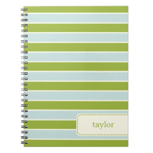 Modern Stripes Gepersonaliseerd Notitieboek - Groe