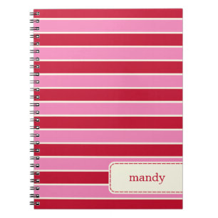 Modern Stripes Gepersonaliseerd Notitieboek - Rood