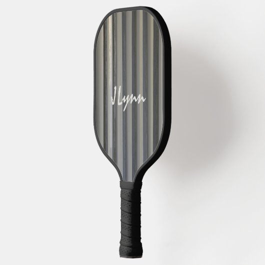 Modern Stripes Grijs Zwart Smokey Monochromatic Pickleball Paddle (Links)