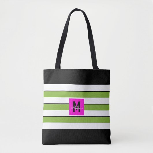 Modern Stripes Monogram Draagtas (Voorkant)