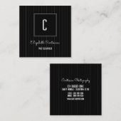 Modern Stripes Monogram | Zwart Visitekaartje Contactkaartje (Voorkant / Achterkant)