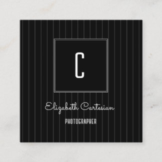 Modern Stripes Monogram | Zwart Visitekaartje Contactkaartje