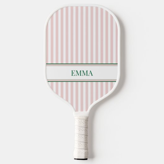 Modern Stripes Pink and Green Personalized Name Pickleball Paddle (Achterkant)