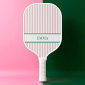 Modern Stripes Pink and Green Personalized Name Pickleball Paddle