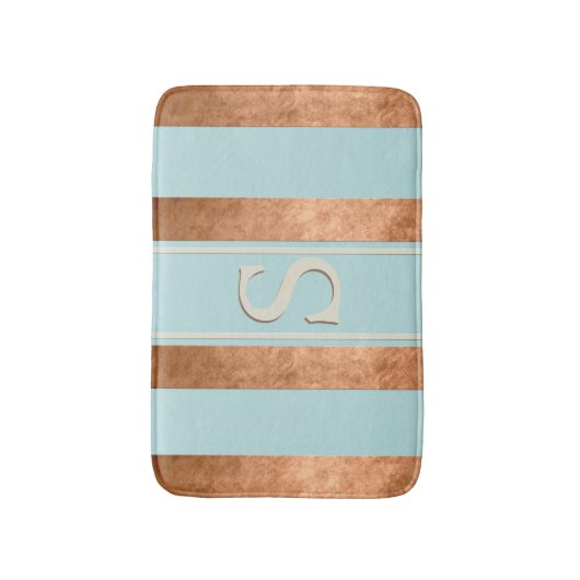 Modern Stripes Robin Egg Blue Copper Bath Mat (Voorkant Verticaal)