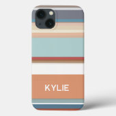 Modern Stripes Sinaasappel Blauw Case-Mate iPhone Case (Achterkant)