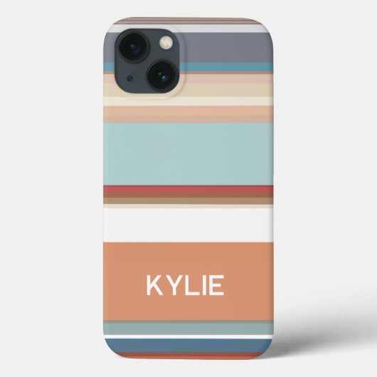 Modern Stripes Sinaasappel Blauw Case-Mate iPhone Case (Achterkant)