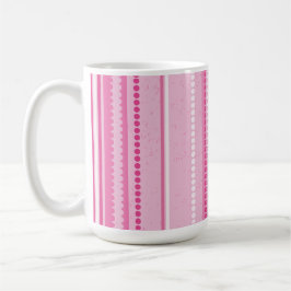 Modern Stripes & Stippen, Roze, Wit, Roos Koffiemok