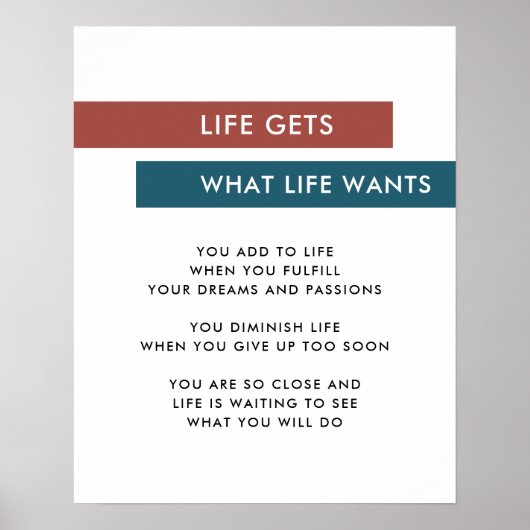 Modern Stripes Terracotta Blauwgroen Motivatie Quo Poster (Voorkant)