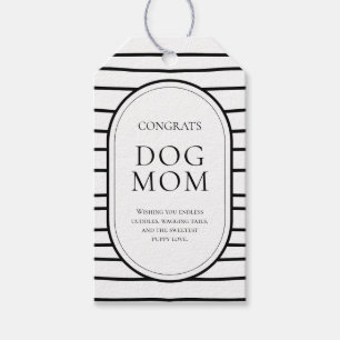 Modern Stripes Zwart en Wit Nieuwe Puppy Hond Mama Cadeaulabel