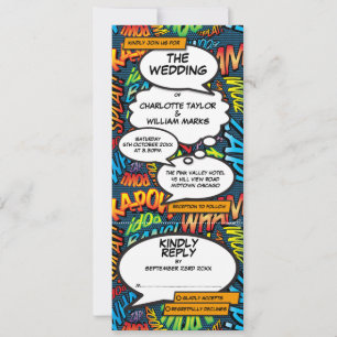 Modern Strips Boek All In One Bruiloft Kaart