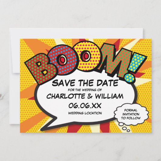 Modern Strips BOOM Save The Date (Voorkant)