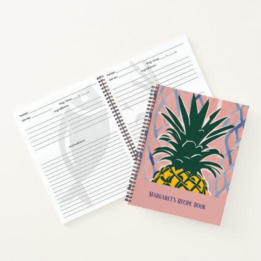 Modern Style Pineapple Personalized Recipe Book Notitieboek (Binnen)