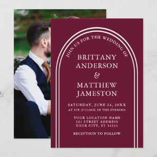 Modern Stylish Arch Wedding Burgundy Foto Kaart