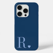 modern stylish blue monogram initial Case-Mate iPhone case (Achterkant)