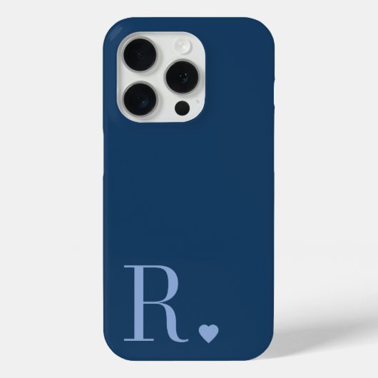modern stylish blue monogram initial Case-Mate iPhone case (Achterkant)