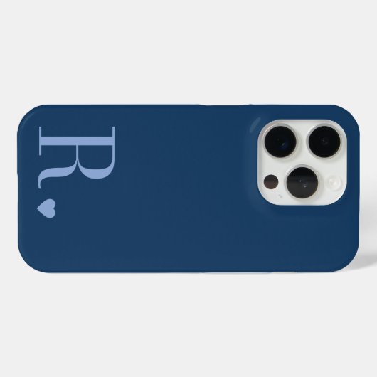 modern stylish blue monogram initial Case-Mate iPhone case (Achterkant (horizontaal))