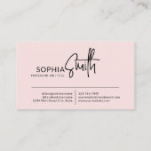 Modern Stylish Blush Pink Handwritten Script Visitekaartje (Achterkant)