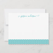 Modern Stylish Chevron Zigzag Girly Blauwgroen scr Notitiekaartje (Voorkant)