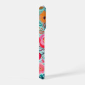 Modern Stylish Colorful Pink Floral Monogram iPhone Hoesje (Rechterkant)