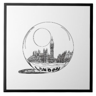 Modern Stylish London Sity Black White Tegeltje