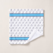 Modern Stylish Navy Blue and White Monogram Bath Bad Handdoek (Wasdoekje)