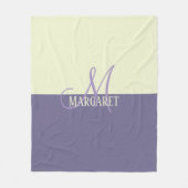 Modern stylish purple white personalized name  fleece deken (Voorkant)