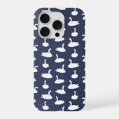 Modern Stylish Trendy Blue Swan Pattern Phone Case iPhone Hoesje (Achterkant)