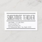 Modern Substitute Teacher Minimalist Visitekaartje (Voorkant)