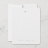 Modern subtiel monogram Initiaal & naam Notitiekaartje (Voorkant)